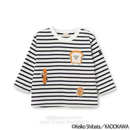 Japanese children's clothing pe#main x Bread Thief striped top 80-130cm boys/girls autumn TOPS 