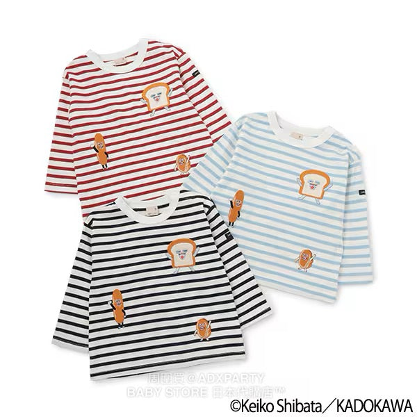Japanese children's clothing pe#main x Bread Thief striped top 80-130cm boys/girls autumn TOPS 