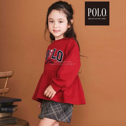 日本童裝  SLAP SLIP x POLO BCS 刺繡裙邊衛衣 80-130cm 女童款 冬季 TOPS 聖誕紅/新年紅