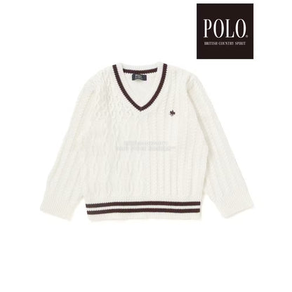 日本童裝  SLAP SLIP x POLO BCS V領傳統針織毛衣 80-130cm 男童款/女童款 冬季 TOPS