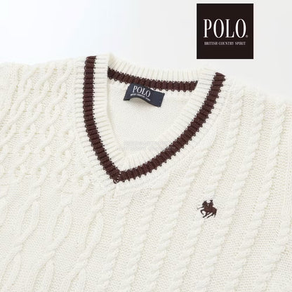 日本童裝  SLAP SLIP x POLO BCS V領傳統針織毛衣 80-130cm 男童款/女童款 冬季 TOPS