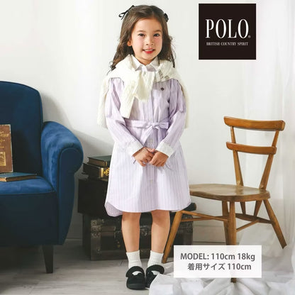 日本童裝  SLAP SLIP x POLO BCS 繫帶領口條紋襯衫裙 80-130cm 女童款 秋季 DRESSES