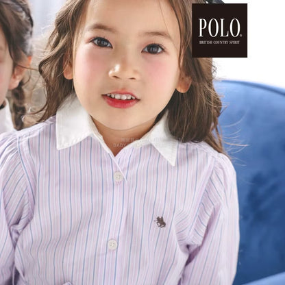 日本童裝  SLAP SLIP x POLO BCS 繫帶領口條紋襯衫裙 80-130cm 女童款 秋季 DRESSES