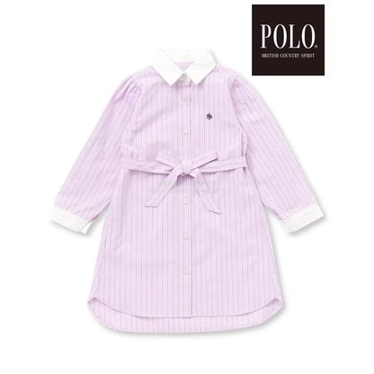 日本童裝  SLAP SLIP x POLO BCS 繫帶領口條紋襯衫裙 80-130cm 女童款 秋季 DRESSES