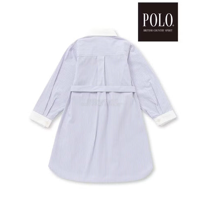 日本童裝  SLAP SLIP x POLO BCS 繫帶領口條紋襯衫裙 80-130cm 女童款 秋季 DRESSES