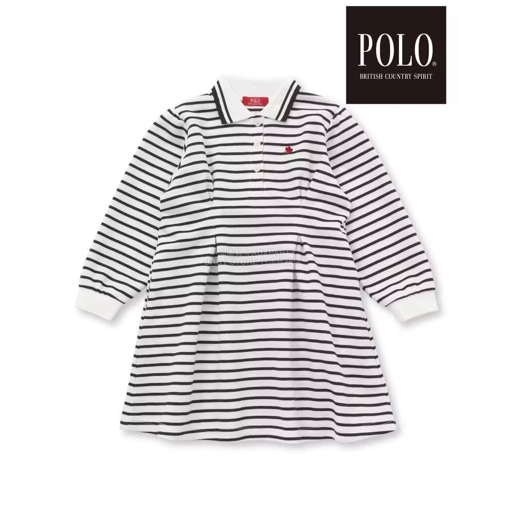 日本童裝  SLAP SLIP x POLO BCS 純色條紋領Polo連身裙 80-130cm 女童款 秋季 DRESSES