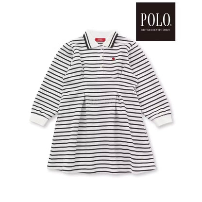 日本童裝  SLAP SLIP x POLO BCS 純色條紋領Polo連身裙 80-130cm 女童款 秋季 DRESSES