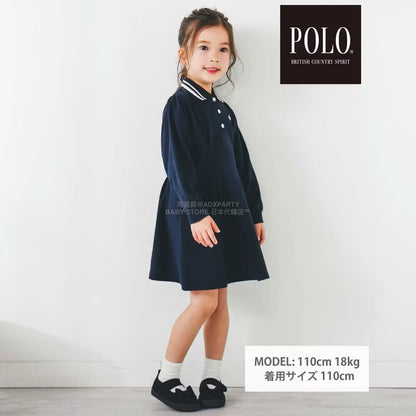 日本童裝  SLAP SLIP x POLO BCS 純色條紋領Polo連身裙 80-130cm 女童款 秋季 DRESSES