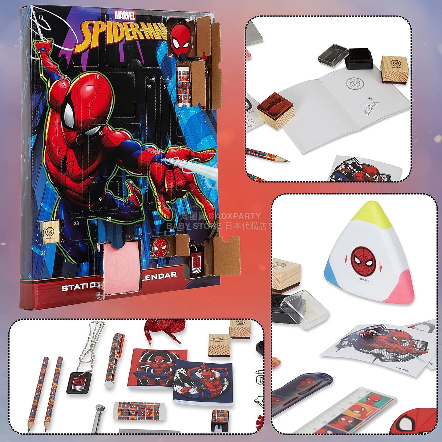 英美直送 Spiderman Stationery and Accessories聖誕倒數日曆 兒童款 聖誕快樂特輯 聖誕倒數日曆 滿$900可加$25免運 Christmas Advent Calendars 2025