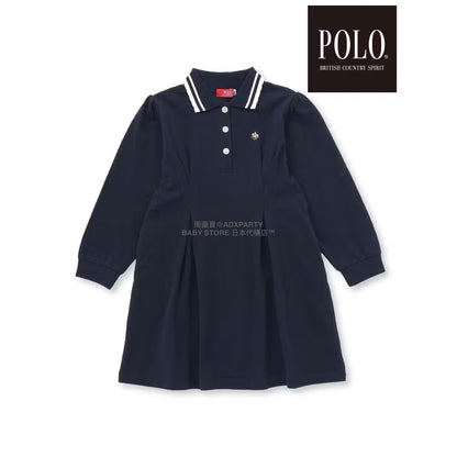 日本童裝  SLAP SLIP x POLO BCS 純色條紋領Polo連身裙 80-130cm 女童款 秋季 DRESSES