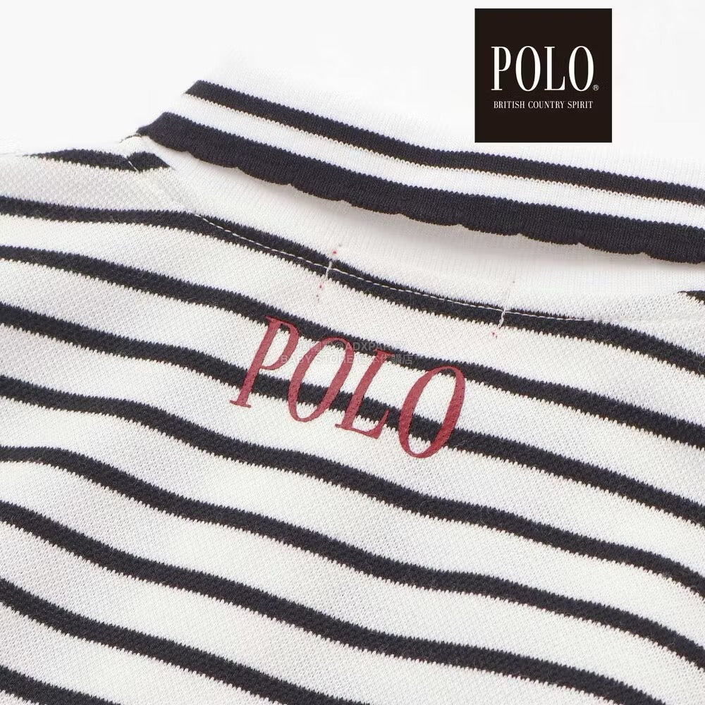 日本童裝  SLAP SLIP x POLO BCS 純色條紋領Polo連身裙 80-130cm 女童款 秋季 DRESSES