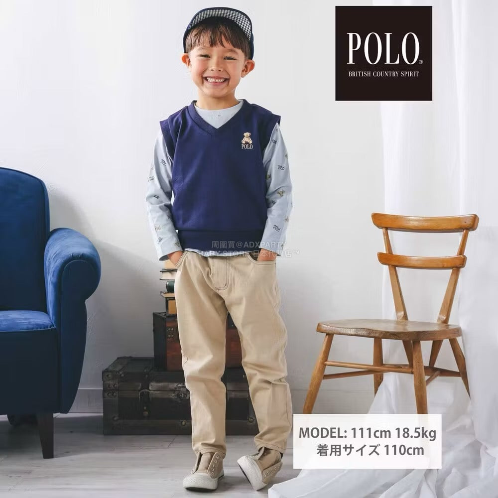 日本童裝  SLAP SLIP x POLO BCS 全印花上衣及刺繡小熊背心套裝 80-130cm 男童款/女童款 秋季 TOPS