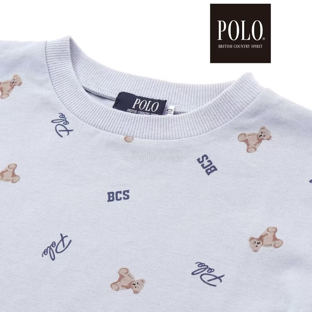 日本童裝  SLAP SLIP x POLO BCS 全印花上衣及刺繡小熊背心套裝 80-130cm 男童款/女童款 秋季 TOPS