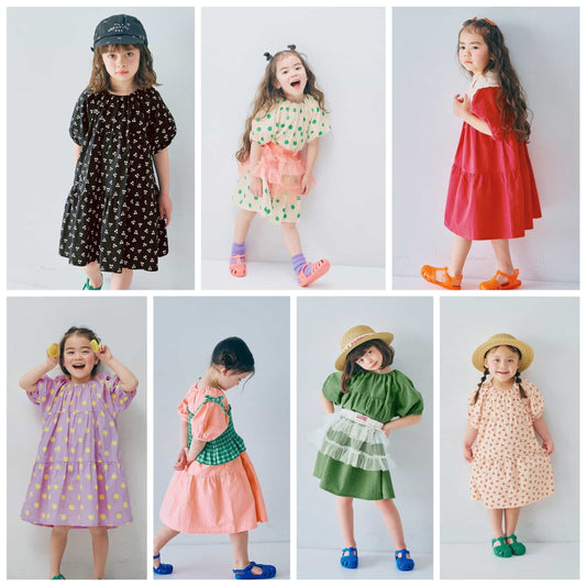 日本童裝 p.premier 泡泡袖連身裙 80-140cm 女童款 夏季 DRESSES