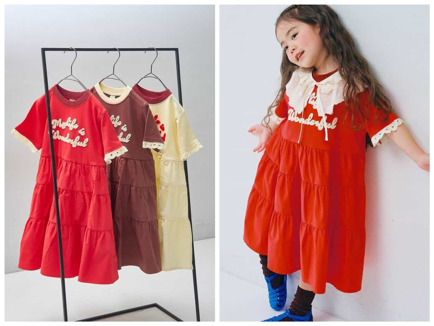 日本童裝 p.premier 蕾絲袖連身裙 80-140cm 女童款 夏季 DRESSES