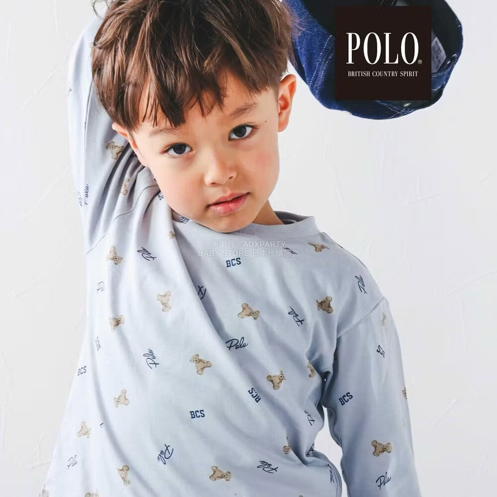 日本童裝  SLAP SLIP x POLO BCS 全印花上衣及刺繡小熊背心套裝 80-130cm 男童款/女童款 秋季 TOPS