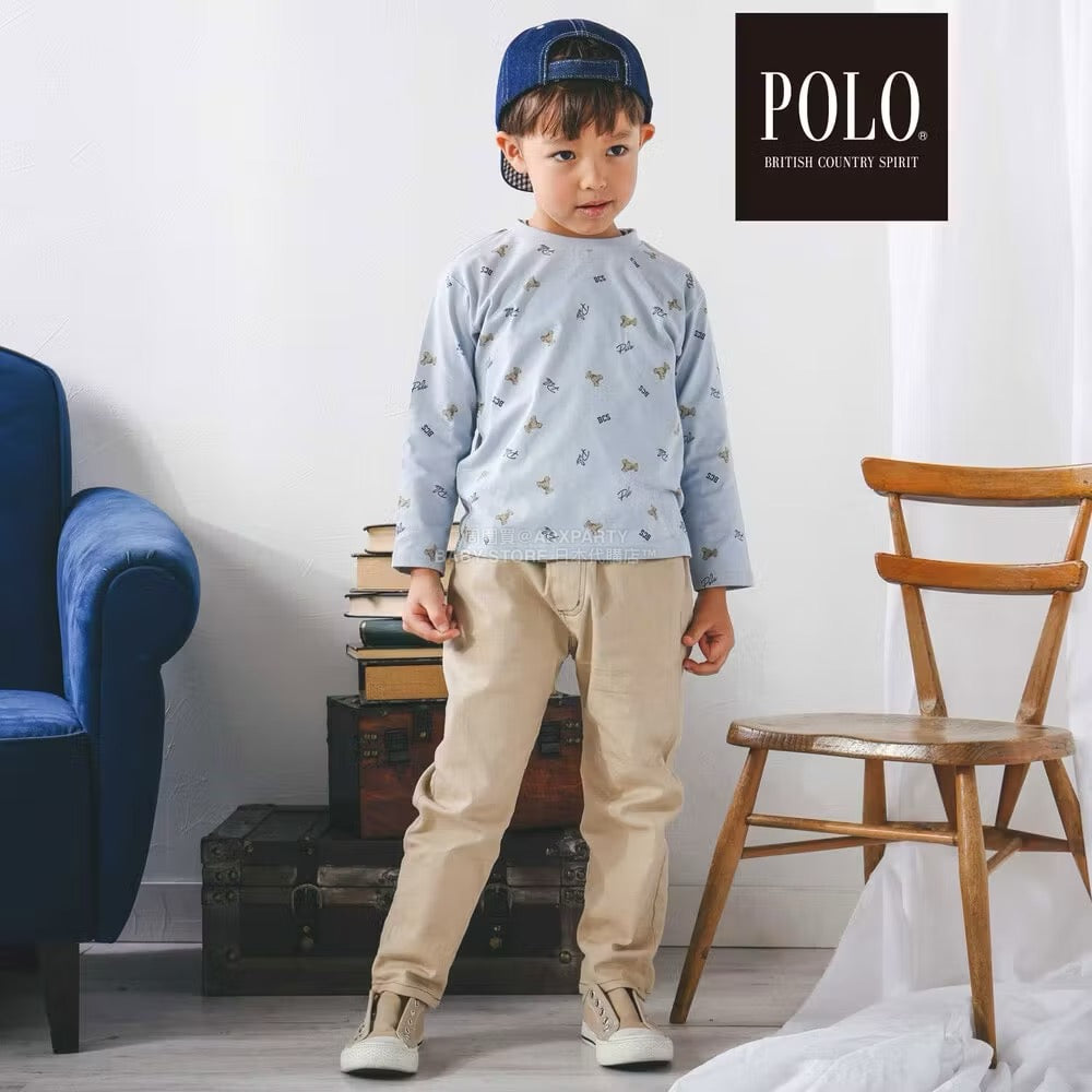 日本童裝  SLAP SLIP x POLO BCS 全印花上衣及刺繡小熊背心套裝 80-130cm 男童款/女童款 秋季 TOPS