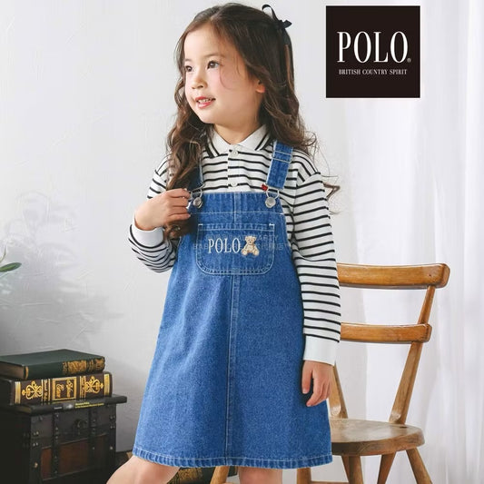日本童裝  SLAP SLIP x POLO BCS 胸袋牛仔背帶裙 80-130cm 女童款 秋季 DRESSES