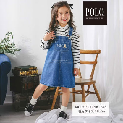 日本童裝  SLAP SLIP x POLO BCS 胸袋牛仔背帶裙 80-130cm 女童款 秋季 DRESSES