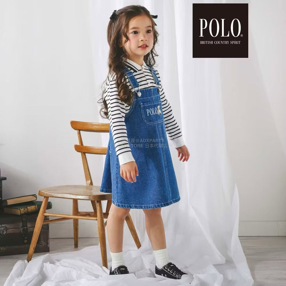 日本童裝  SLAP SLIP x POLO BCS 胸袋牛仔背帶裙 80-130cm 女童款 秋季 DRESSES