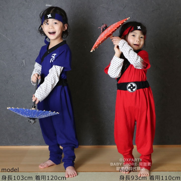 日本童裝 忍者 兩件套裝＋頭帶 100-130cm 男童款/女童款 萬聖節 Cosplay服裝 Halloween攪鬼特輯 AAA