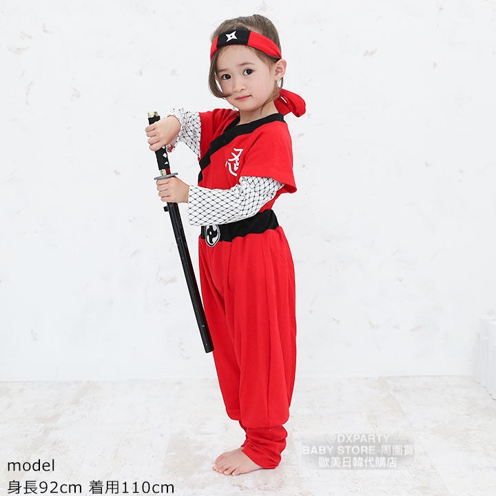 日本童裝 忍者 兩件套裝＋頭帶 100-130cm 男童款/女童款 萬聖節 Cosplay服裝 Halloween攪鬼特輯 AAA