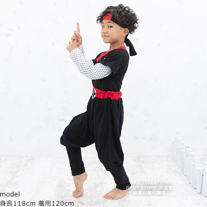 日本童裝 忍者 兩件套裝＋頭帶 100-130cm 男童款/女童款 萬聖節 Cosplay服裝 Halloween攪鬼特輯 AAA
