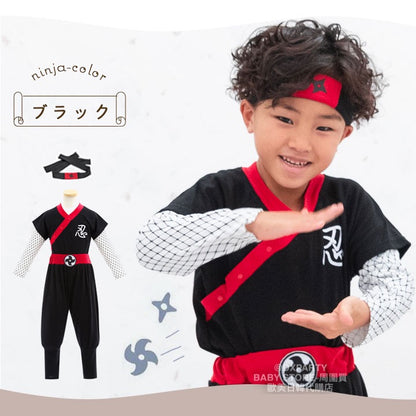 日本童裝 忍者 兩件套裝＋頭帶 100-130cm 男童款/女童款 萬聖節 Cosplay服裝 Halloween攪鬼特輯 AAA