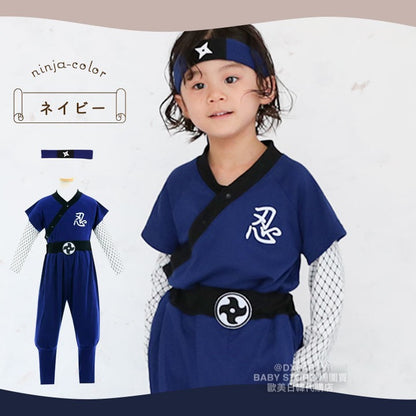 日本童裝 忍者 兩件套裝＋頭帶 100-130cm 男童款/女童款 萬聖節 Cosplay服裝 Halloween攪鬼特輯 AAA