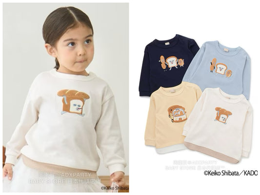 Japanese children's clothing pe#main x Bread Thief patchwork top 80-130cm boys/girls autumn TOPS 