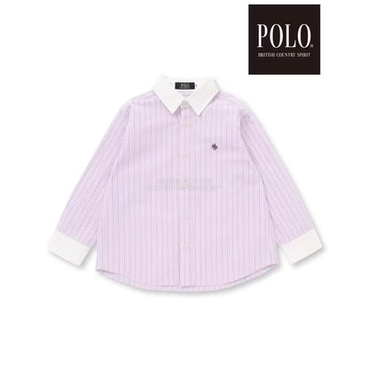 日本童裝  SLAP SLIP x POLO BCS 雙色條紋領口袖口襯衫 80-130cm 男童款/女童款 秋季 TOPS