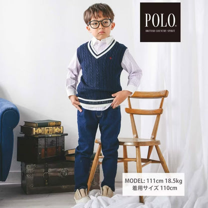 日本童裝  SLAP SLIP x POLO BCS 雙色條紋領口袖口襯衫 80-130cm 男童款/女童款 秋季 TOPS