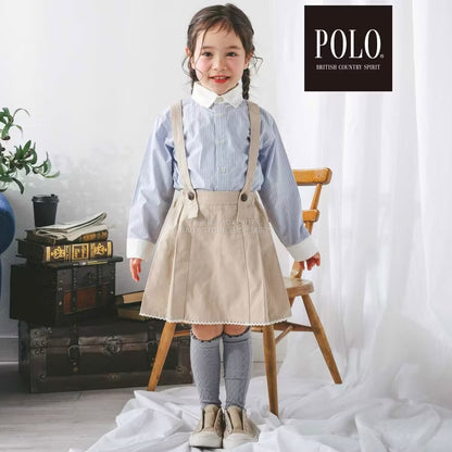 日本童裝  SLAP SLIP x POLO BCS 雙色條紋領口袖口襯衫 80-130cm 男童款/女童款 秋季 TOPS