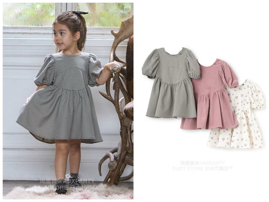 Japanese children's clothing pe#main puff sleeve dress 80-130cm girls autumn dresses 