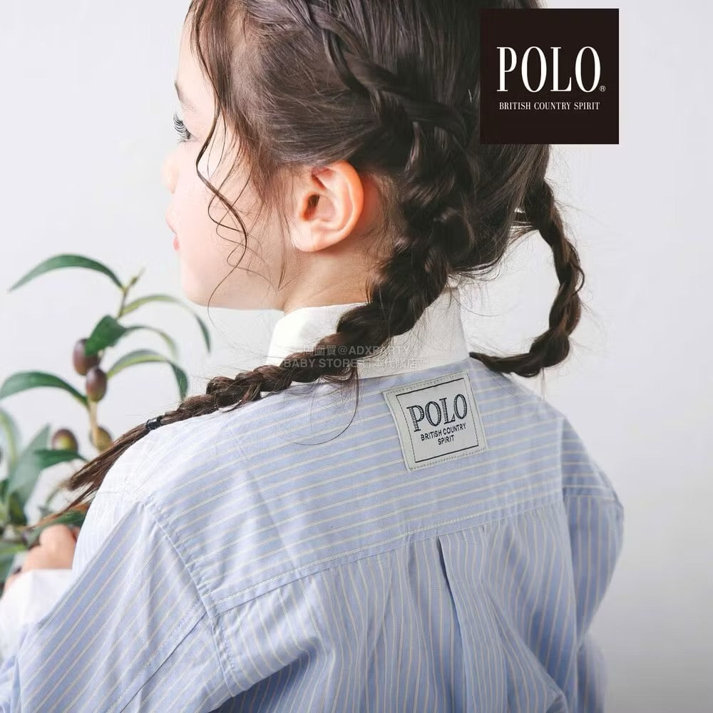 日本童裝  SLAP SLIP x POLO BCS 雙色條紋領口袖口襯衫 80-130cm 男童款/女童款 秋季 TOPS
