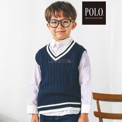 日本童裝  SLAP SLIP x POLO BCS 雙色條紋領口袖口襯衫 80-130cm 男童款/女童款 秋季 TOPS