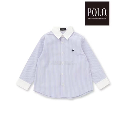 日本童裝  SLAP SLIP x POLO BCS 雙色條紋領口袖口襯衫 80-130cm 男童款/女童款 秋季 TOPS