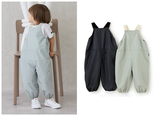 Japanese children's clothing pe#main waterproof series ruffled work pants 80-130cm boys' summer jumpsuit 