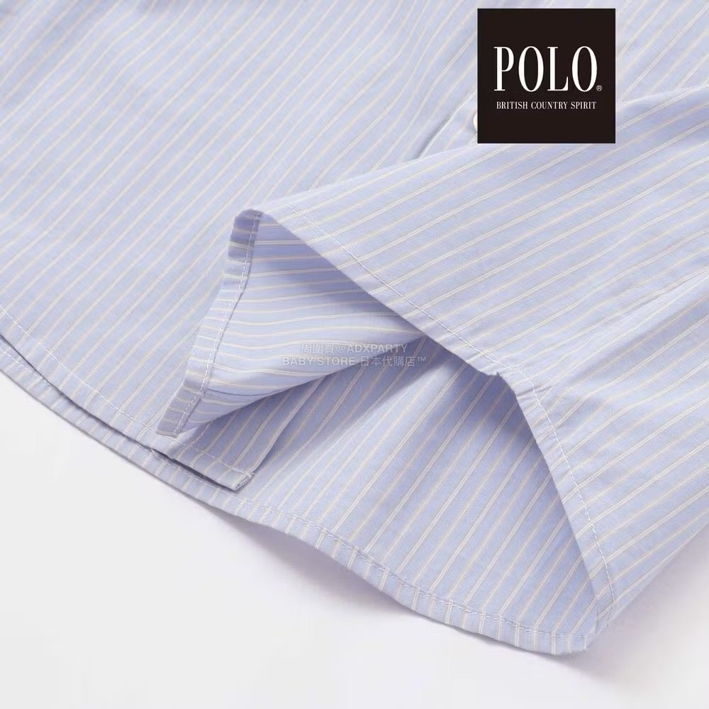 日本童裝  SLAP SLIP x POLO BCS 雙色條紋領口袖口襯衫 80-130cm 男童款/女童款 秋季 TOPS