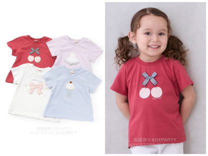 Japanese children's clothing pe#main contact cool print top 80-130cm girls summer TOPS 