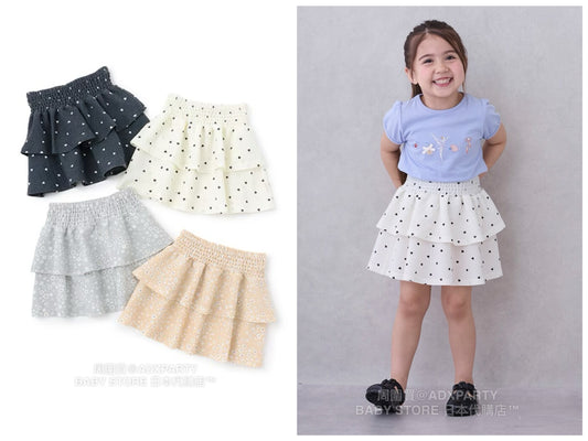 Japanese children's clothing pe#main layered full-print skirt 80-130cm girls summer SKIRTS 