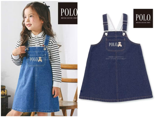 日本童裝  SLAP SLIP x POLO BCS 胸袋牛仔背帶裙 80-130cm 女童款 秋季 DRESSES