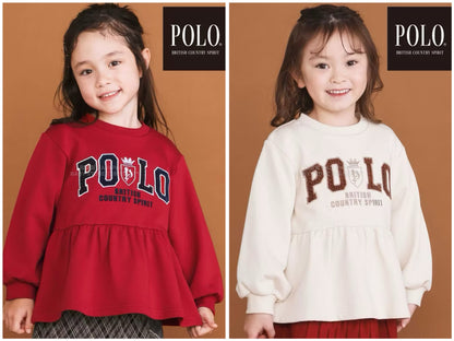日本童裝  SLAP SLIP x POLO BCS 刺繡裙邊衛衣 80-130cm 女童款 冬季 TOPS 聖誕紅/新年紅