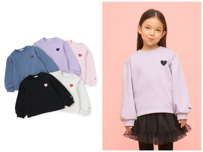 日本童裝 Ly# mine 速乾系列 心心刺繡衛衣 100-150cm 女童款 冬季 TOPS