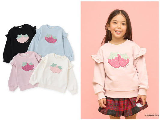 日本童裝 Ly# mine 速乾系列 士多啤梨貼花衛衣 100-150cm 女童款 冬季 TOPS