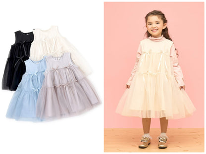 日本童裝 Ly# mine 蓬鬆薄紗多層連身裙 100-150cm 女童款 冬季 DRESSES