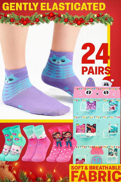 英美直送 Gabby’s Dollhouse Socks 聖誕倒數日曆 兒童款 聖誕快樂特輯 聖誕倒數日曆A 不參與$900免運 滿$900可加$25免運 Christmas Advent Calendars 2025