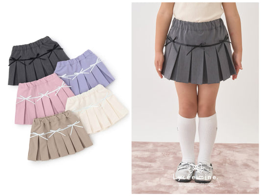 日本童裝 Ly# mine 百摺短裙 100-150cm 女童款 冬季 SKIRTS 聖誕紅/新年紅
