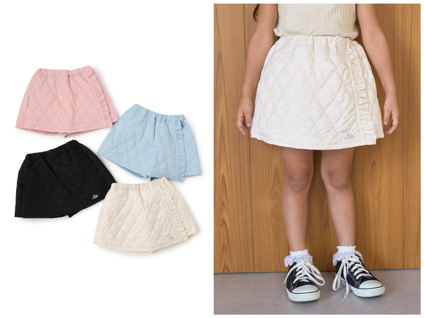 日本童裝 Ly# mine 絎縫夾棉裙褲 100-150cm 女童款 冬季 PANTS