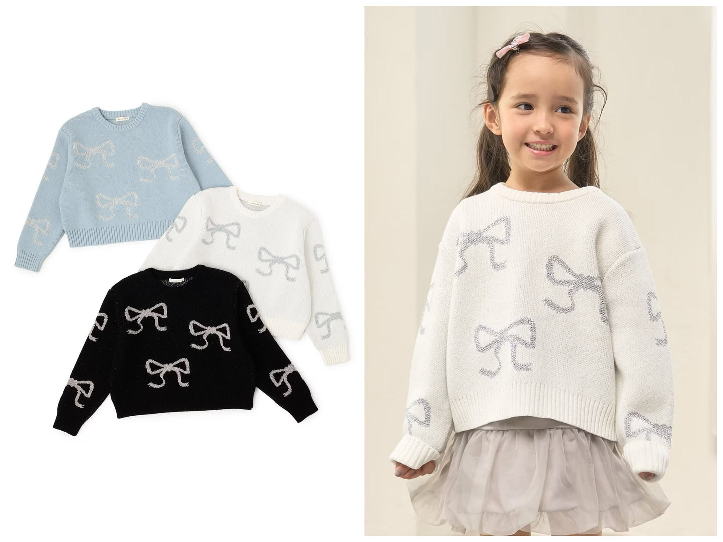 日本童裝 Ly# mine 閃閃蝴蝶結針織毛衣 110-140cm 女童款 冬季 TOPS